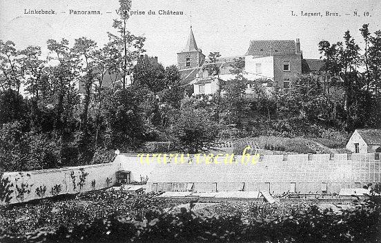 ancienne carte postale de Linkebeek Panorama - Vue prise du Château