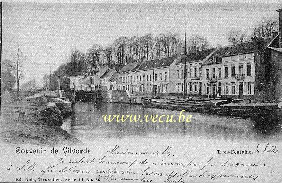 ancienne carte postale de Vilvorde Trois-Fontaines