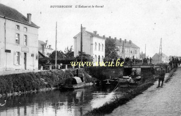 ancienne carte postale de Ruisbroek L'Ecluse et le Canal