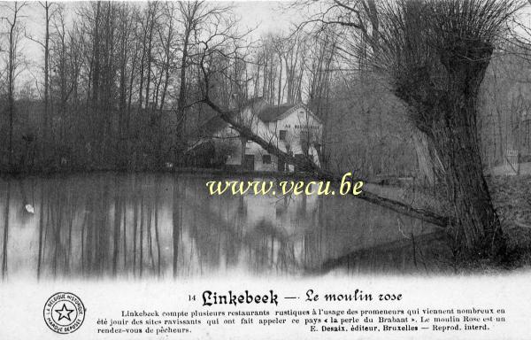 ancienne carte postale de Linkebeek Le moulin rose