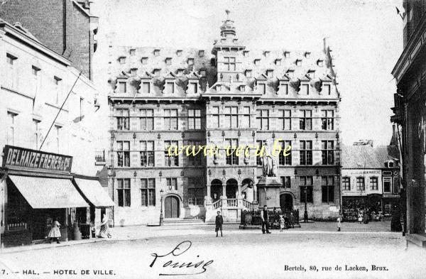 ancienne carte postale de Hal Hôtel de ville