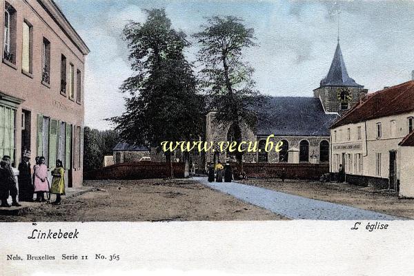 ancienne carte postale de Linkebeek L'église