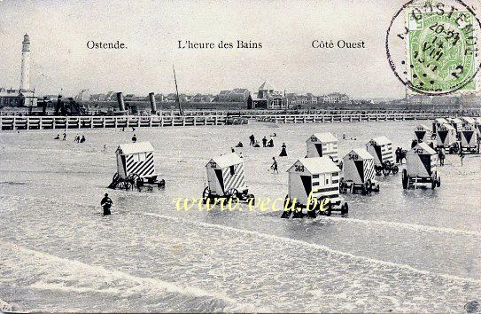 ancienne carte postale de Ostende L'Heure des Bains - côté ouest