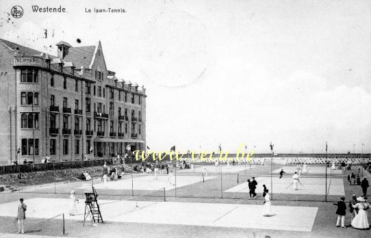 ancienne carte postale de Westende Le lawn-tennis