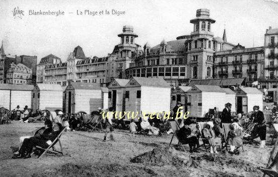 ancienne carte postale de Blankenberge La plage et la digue