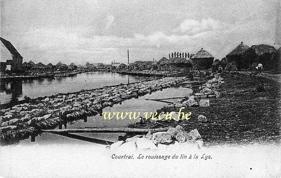 postkaart van Kortrijk Le rouissage du lin à la Lys