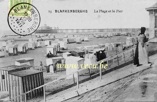 ancienne carte postale de Blankenberge La Plage et le Pier