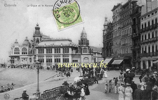 ancienne carte postale de Ostende La Digue et le Kursaal