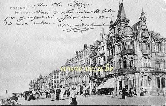 ancienne carte postale de Ostende Sur la Digue