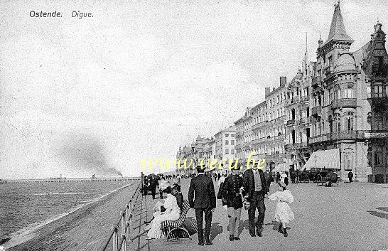ancienne carte postale de Ostende Digue