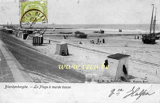 ancienne carte postale de Blankenberge La Plage à marée basse
