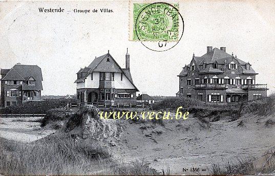 ancienne carte postale de Westende Groupe de villas