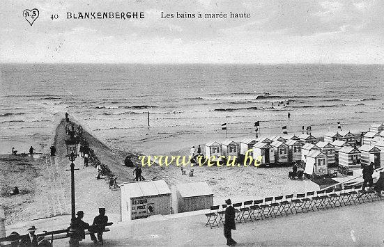ancienne carte postale de Blankenberge Les bains à marée haute
