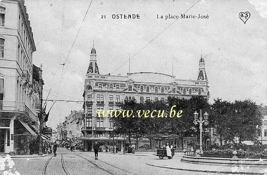ancienne carte postale de Ostende La Place Marie-José