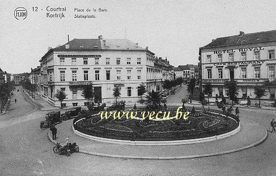 ancienne carte postale de Courtrai Place de la Gare