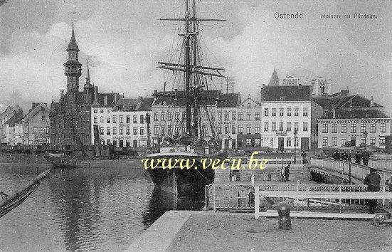 ancienne carte postale de Ostende Maison du Pilotage