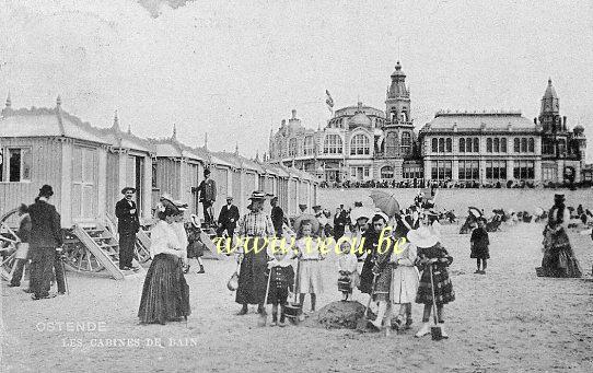ancienne carte postale de Ostende Les cabines de bain