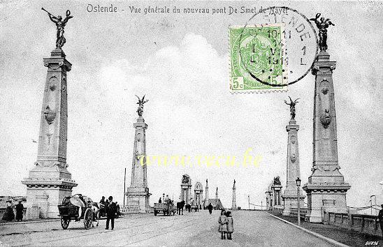 ancienne carte postale de Ostende Vue générale du nouveau pont De Smet de Nayer