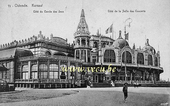 ancienne carte postale de Ostende Kursaal (Cercle des Jeux - Salle des Concerts)