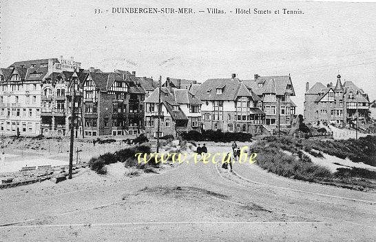 ancienne carte postale de Duinbergen Villas, hôtel Smets et Tennis