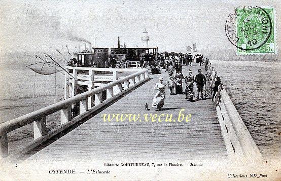 ancienne carte postale de Ostende L'Estacade