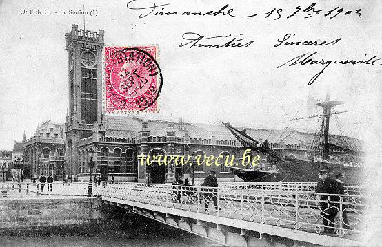 ancienne carte postale de Ostende La Station