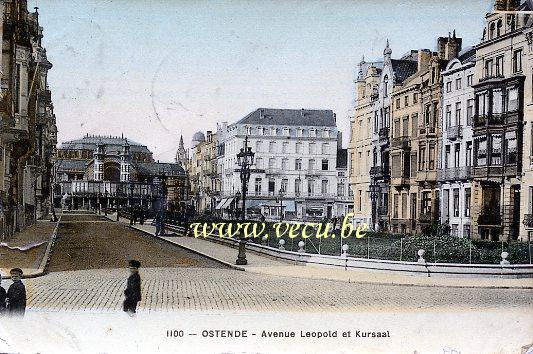 ancienne carte postale de Ostende Avenue Leopold et Kursaal