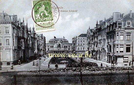 ancienne carte postale de Ostende L'avenue Léopold