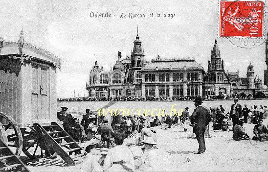 ancienne carte postale de Ostende Le Kursaal et la Plage