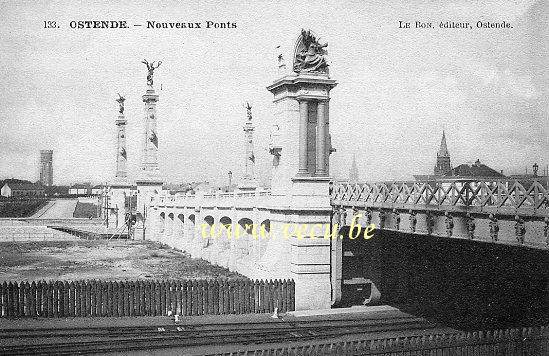 ancienne carte postale de Ostende Nouveaux Ponts