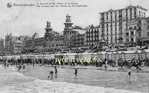 ancienne carte postale de Blankenberge Le Kursaal et les hôtels de la digue