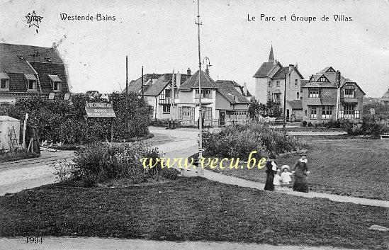 ancienne carte postale de Westende Le Parc et groupe de Villas
