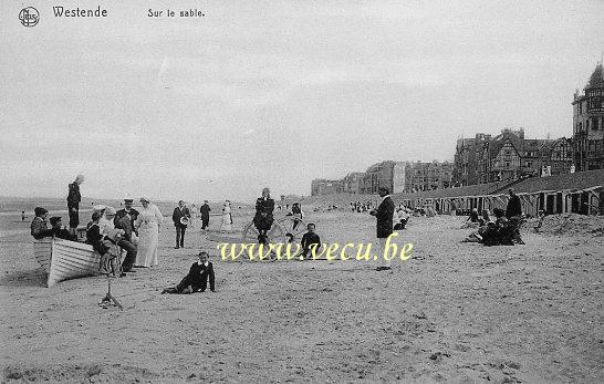 ancienne carte postale de Westende Sur le sable