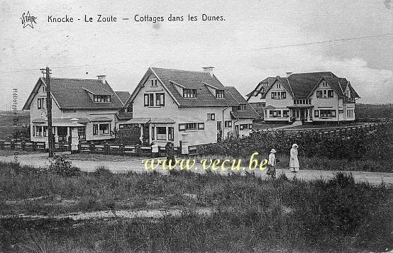 ancienne carte postale de Le Zoute Cottages dans les Dunes