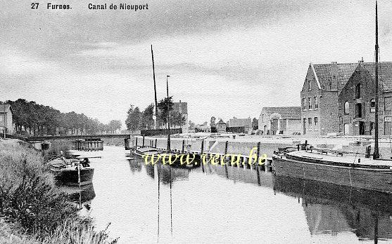 ancienne carte postale de Furnes Canal de Nieuport
