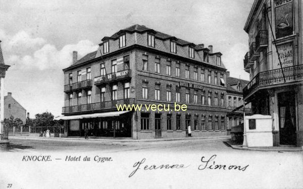 ancienne carte postale de Knokke Hôtel du cygne