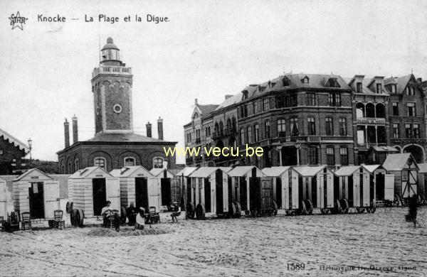 ancienne carte postale de Knokke La plage et la Digue