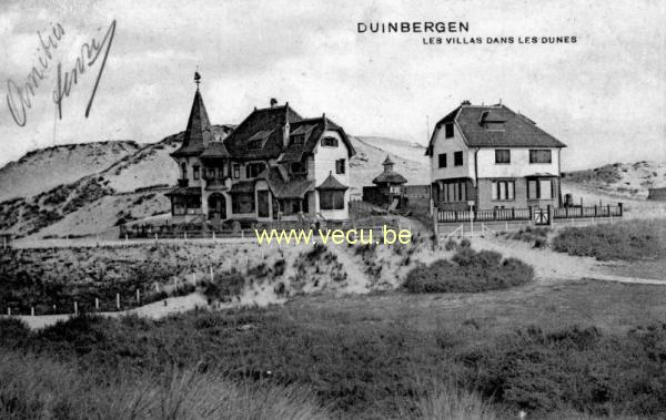 ancienne carte postale de Duinbergen Les villas dans les dunes