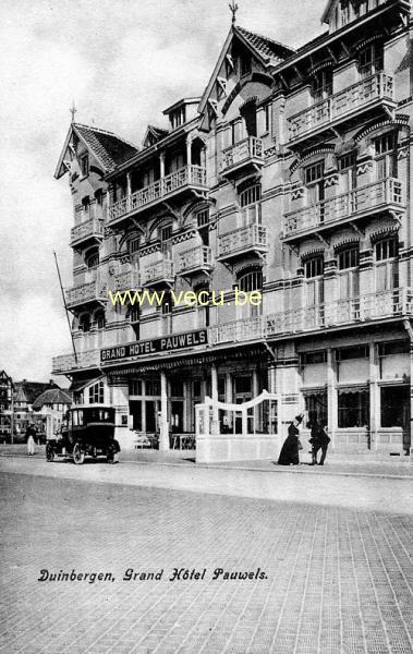 ancienne carte postale de Duinbergen Grand hôtel Pauwels