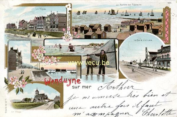 ancienne carte postale de Wenduyne Souvenir de Wenduyne