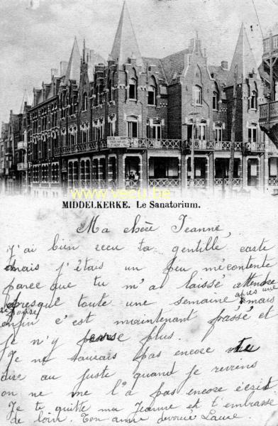 ancienne carte postale de Middelkerke Le Sanatorium