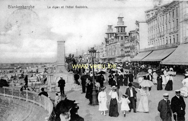 ancienne carte postale de Blankenberge La Digue et l'hôtel Goddéris