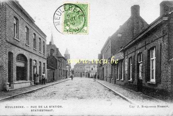 ancienne carte postale de Meulebeke Rue de la station
