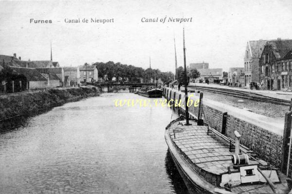ancienne carte postale de Furnes Canal de Nieuport