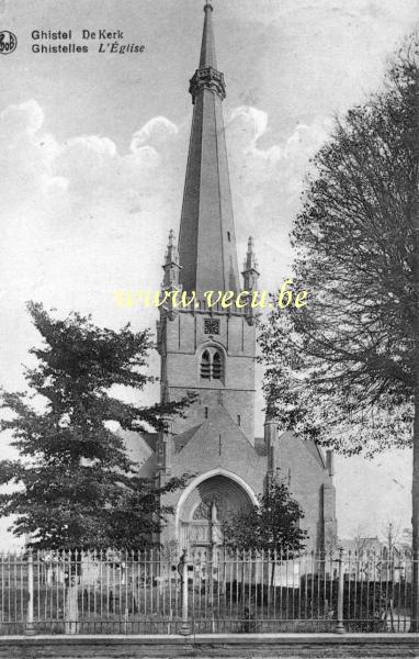 ancienne carte postale de Gistel L'église