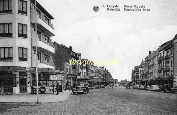ancienne carte postale de Coxyde Route royale