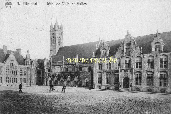 ancienne carte postale de Nieuport Hôtel de ville et Halles