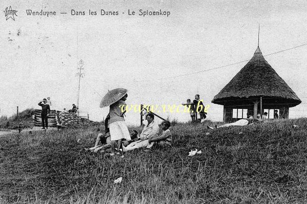 ancienne carte postale de Wenduyne Dans les dunes - Le Spioenkop