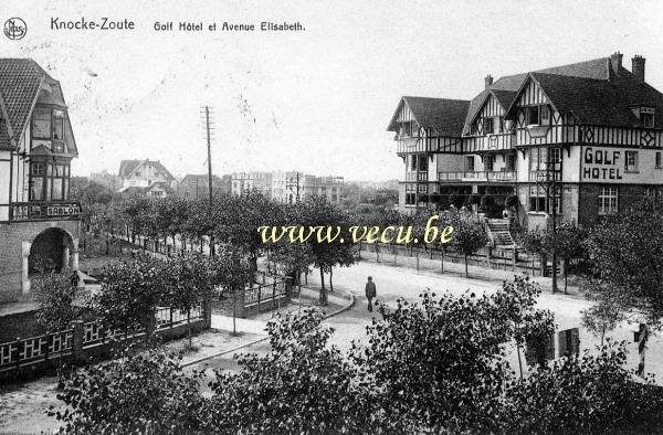 ancienne carte postale de Knokke Golf Hôtel et Avenue Elisabeth
