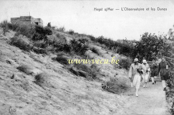 ancienne carte postale de Heyst L'observatoire et les dunes